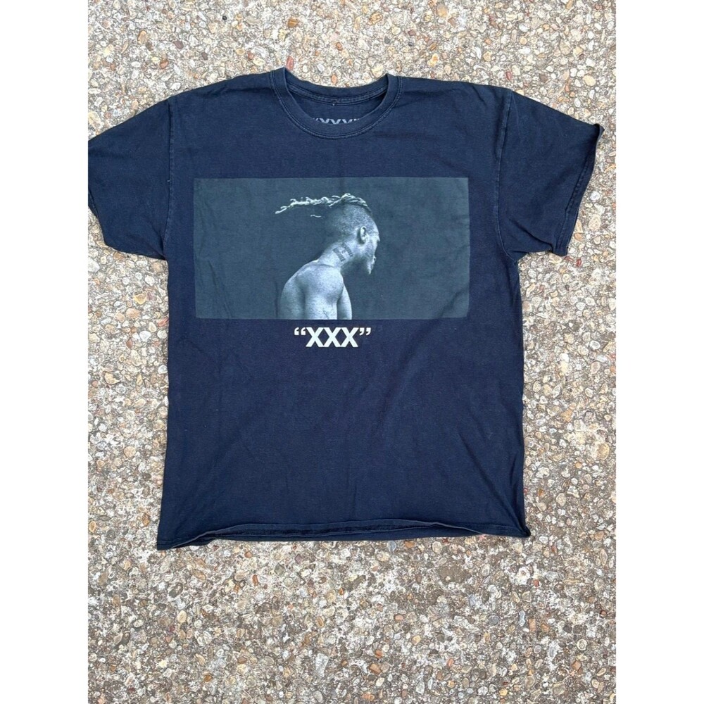 XXXTENTACION Shirt Mens L Black Crew Neck Short Sleeve Cotton Front Grzaphic